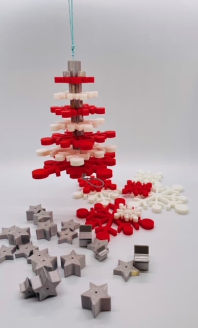 Snowflake Christmas Tree Stacked Ornament 3d model