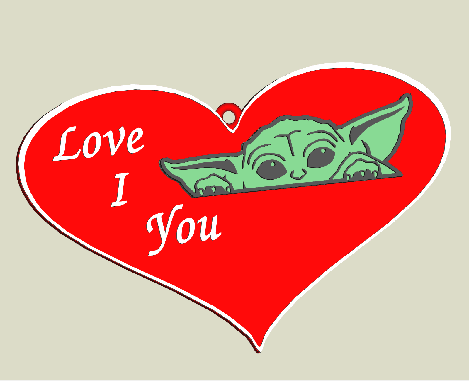 Baby Yoda valentine keychain, dogtag, earring 3d model