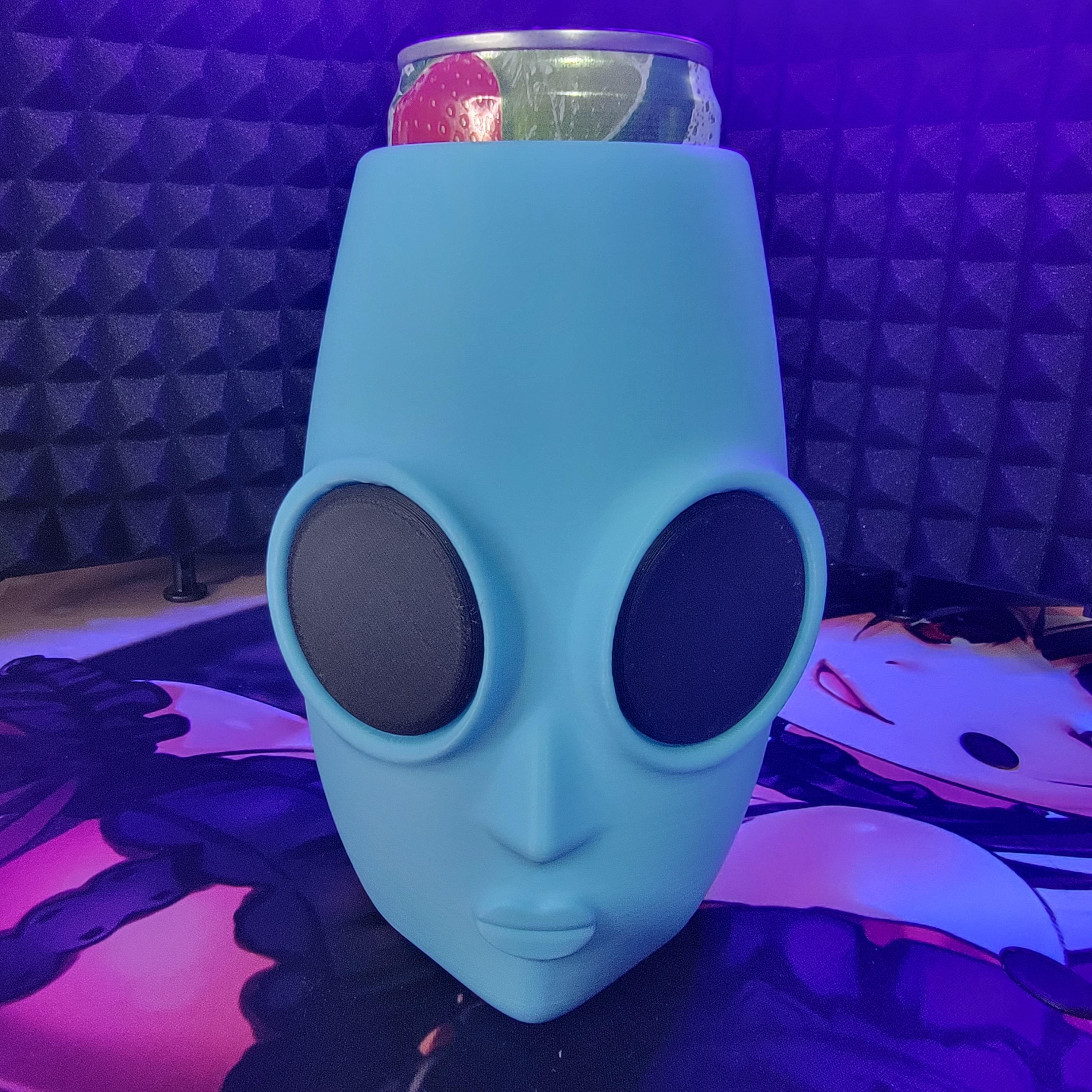 12oz Slim Extraterrestrial Encounter Alien Head Can Cup 3d model