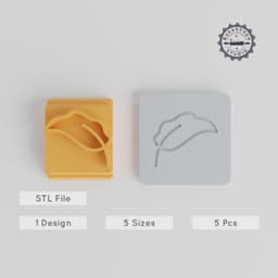 Leaf Stamp Tile Bundle, 5 Size Collection, Nature Motif for Clay, Cookies & Fondant, Botanical Design PRODUCT_5047 3d model