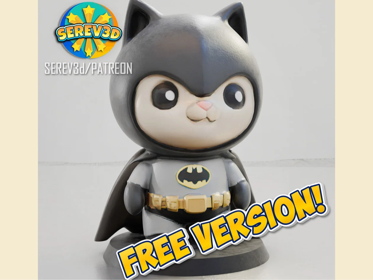 Bat Cat - Cosplay Superhero Cat Figurine - FREE 3D Print STL/3MF 3d model