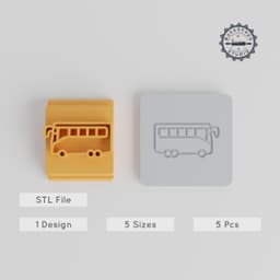 Transport Coach Stamp Tile Set, 5 Motif Sizes, Perfect for Clay, Cookies & Fondant PRODUCT_3307 3d model