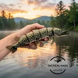 Northern Pike Fish - Fully Articulated Northern Pike Flexy - Pre Painted + Optional Glass Eyes 3d model
