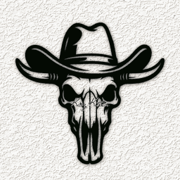 desert skull hat wall art home decor 3d model