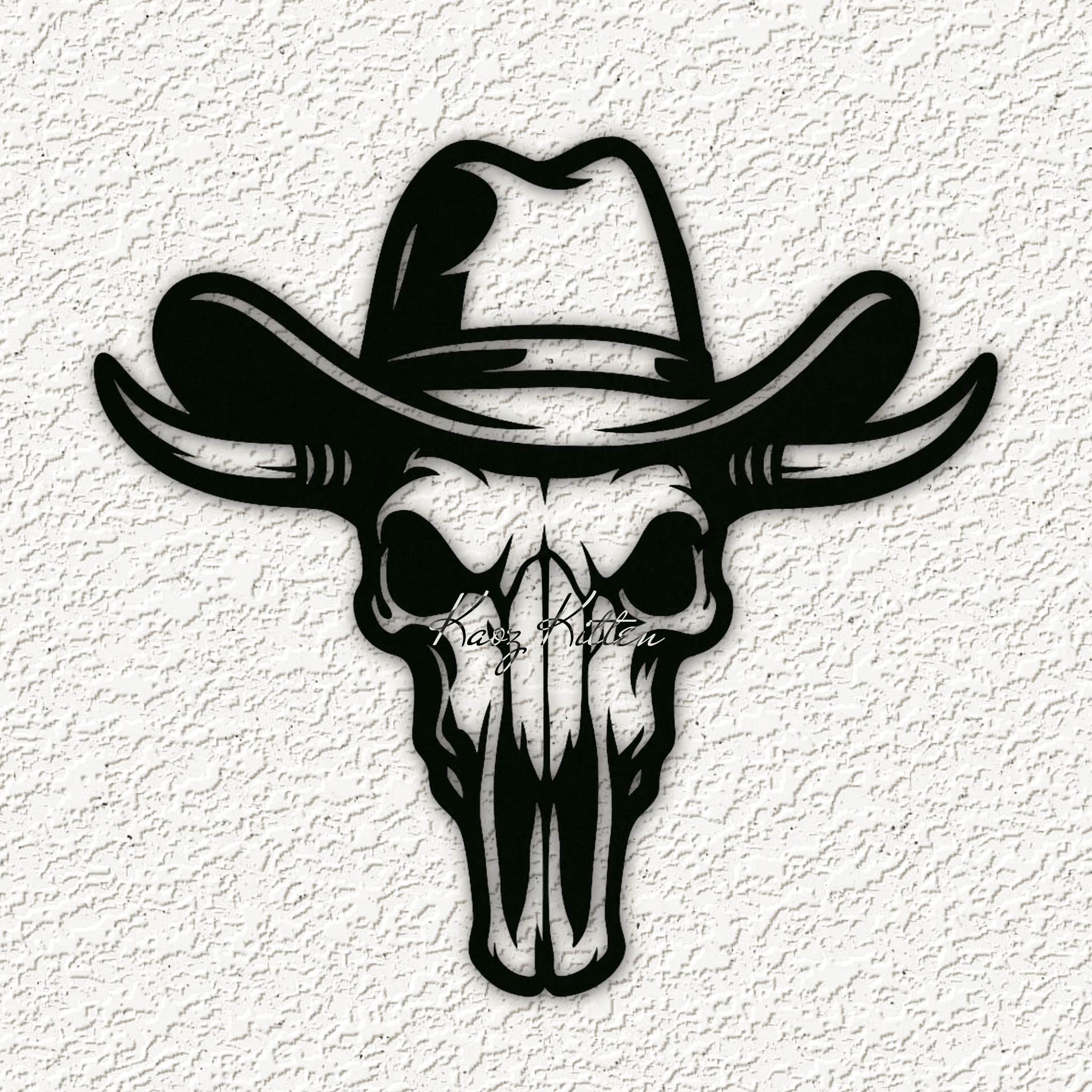 desert skull hat wall art home decor 3d model