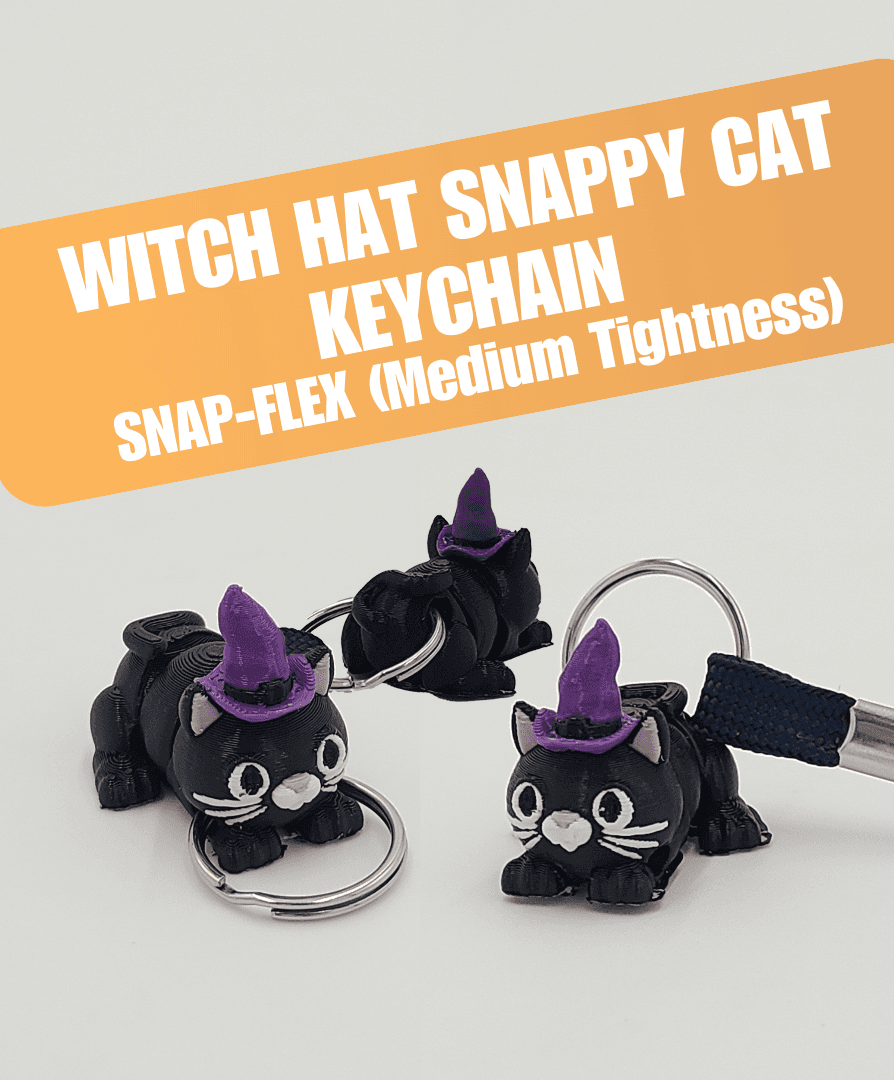 Keychain Witch Hat Snappy Cat - (Snap-Flex: Medium Tightness Joint) 3d model