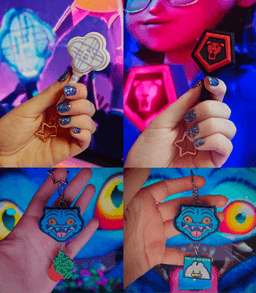 K-Pop Demon Hunters KKlicker Combo - Saja Light Stick, Huntrix Light Stick, and Derpy Tiger 3d model