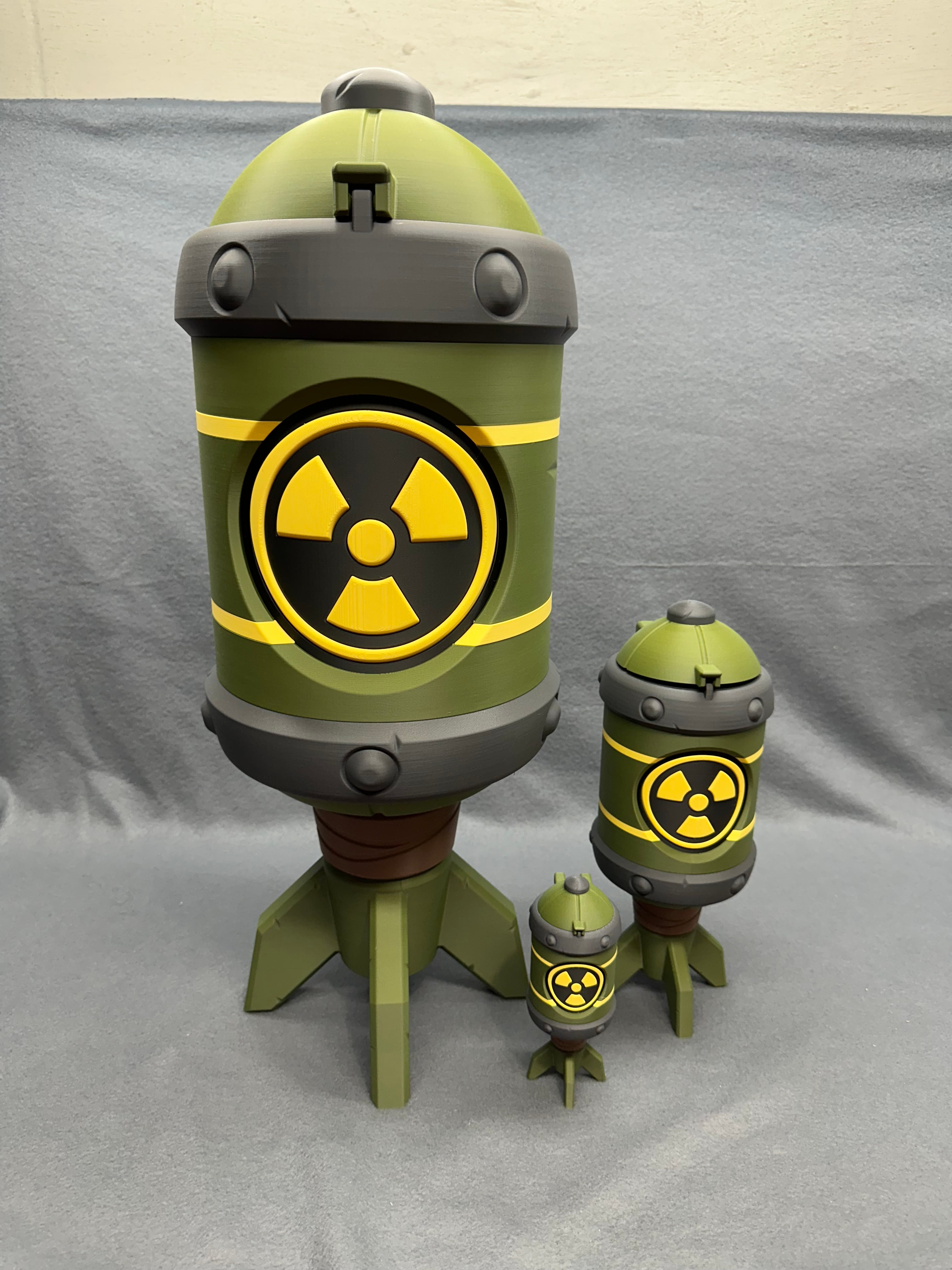 Nesting Nukes. 200% 100% and 50% scale
