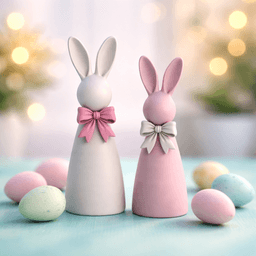 Easter Ribbon Bunny | Minimalist Bow Rabbit Figurine | Spring Home Decor 3d model