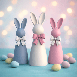 Easter Ribbon Bunny | Minimalist Bow Rabbit Figurine | Spring Home Decor 3d model