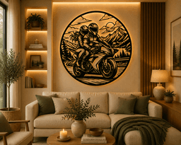 Motorcycle Couple Adventure 2D Wall Art.stl 3d model