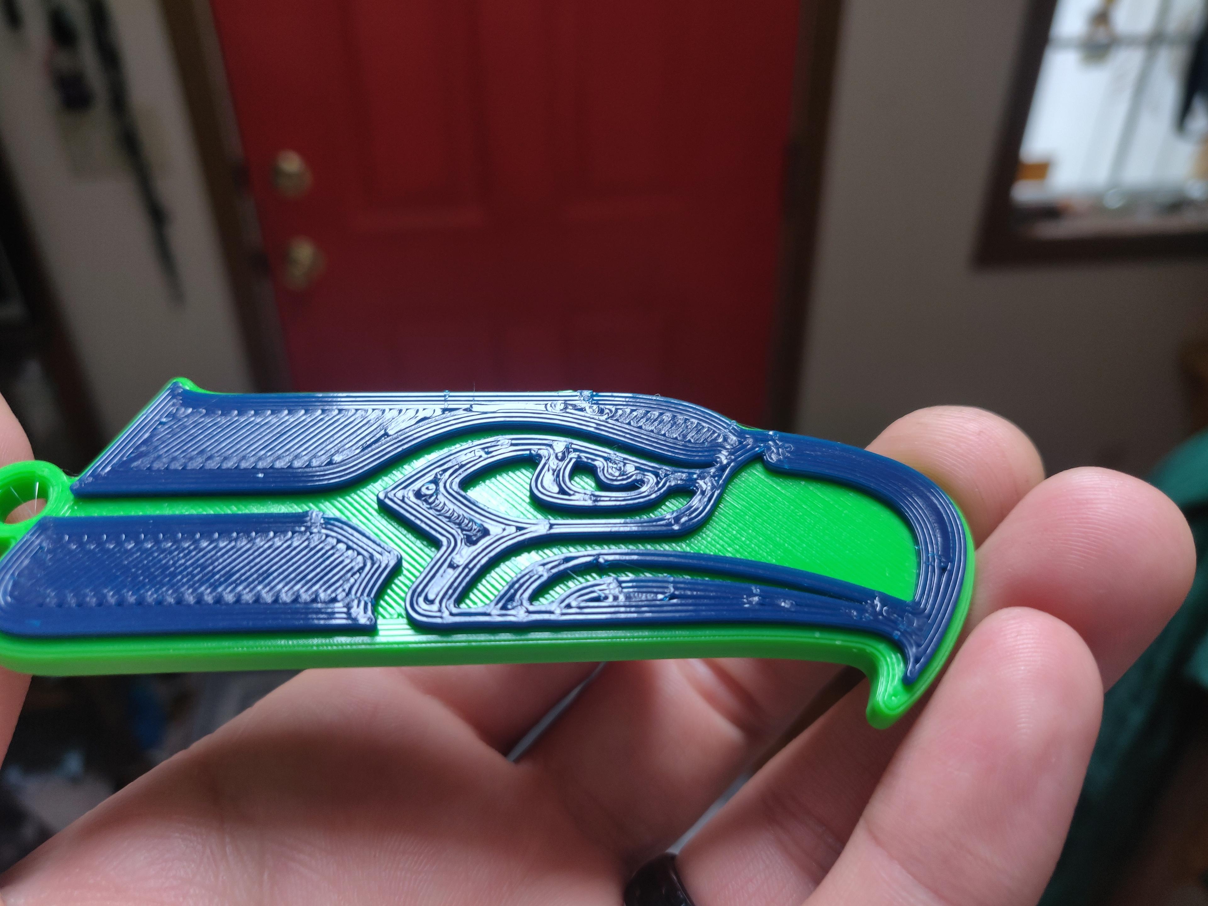 Seattle Seahawks Logo Keychain - 0.6mm nozzle - 3d model