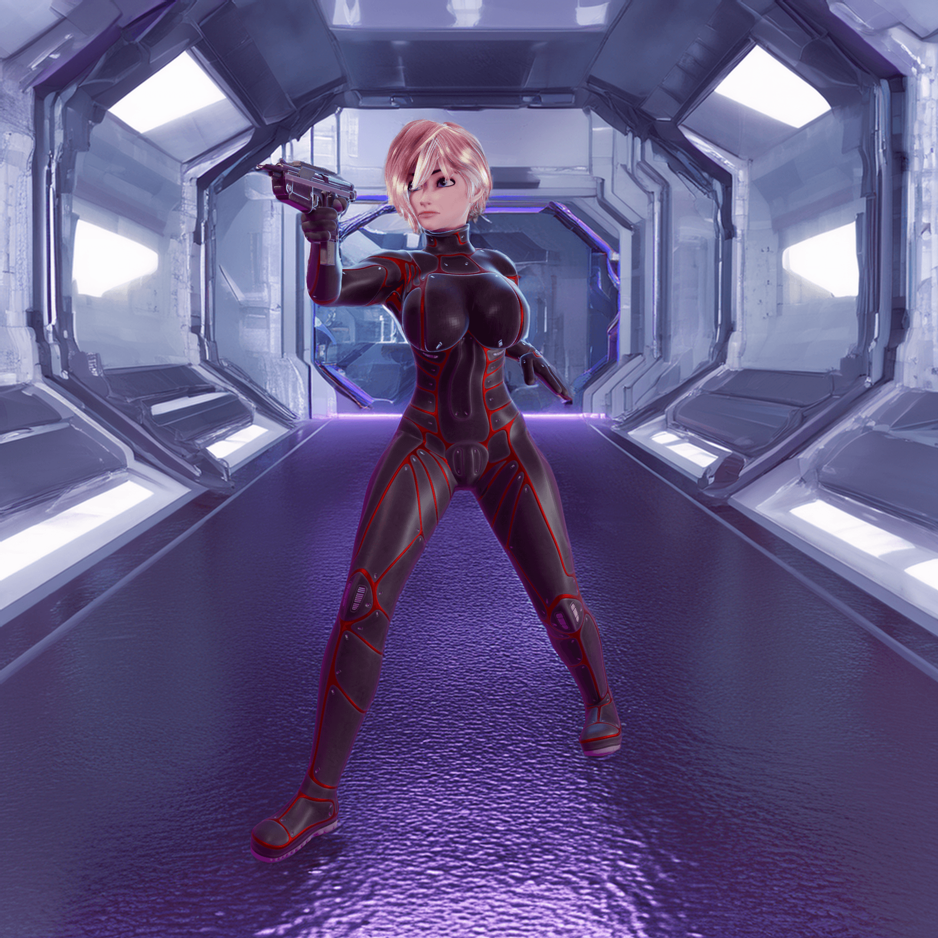 Female Futuristic Undercover Agent V2 3d model