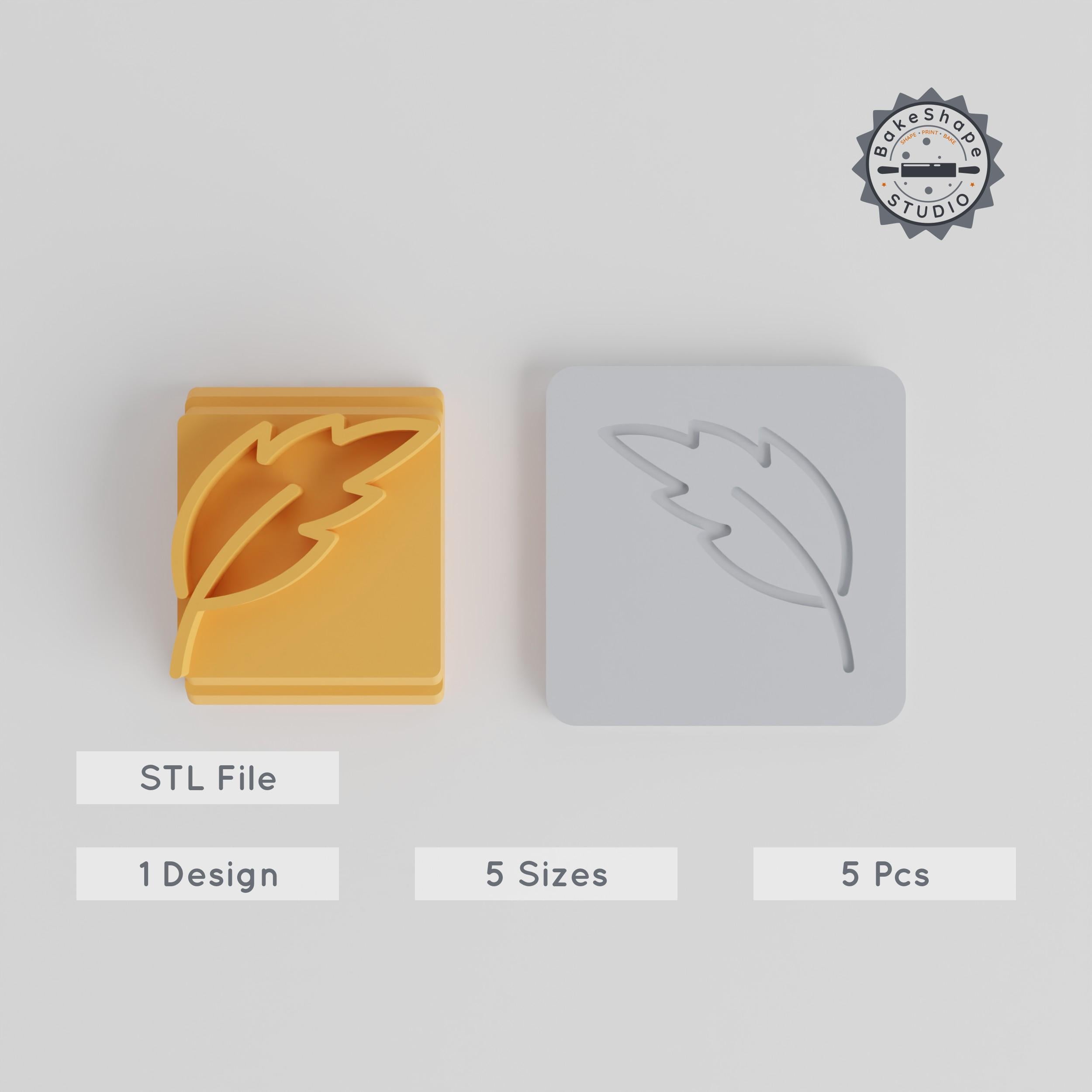 Leaf Stamp Tile Set, 5 Sizes 20-40mm, Perfect for Clay, Cookies & Fondant, Nature-Themed Motif PRODUCT_5053 3d model
