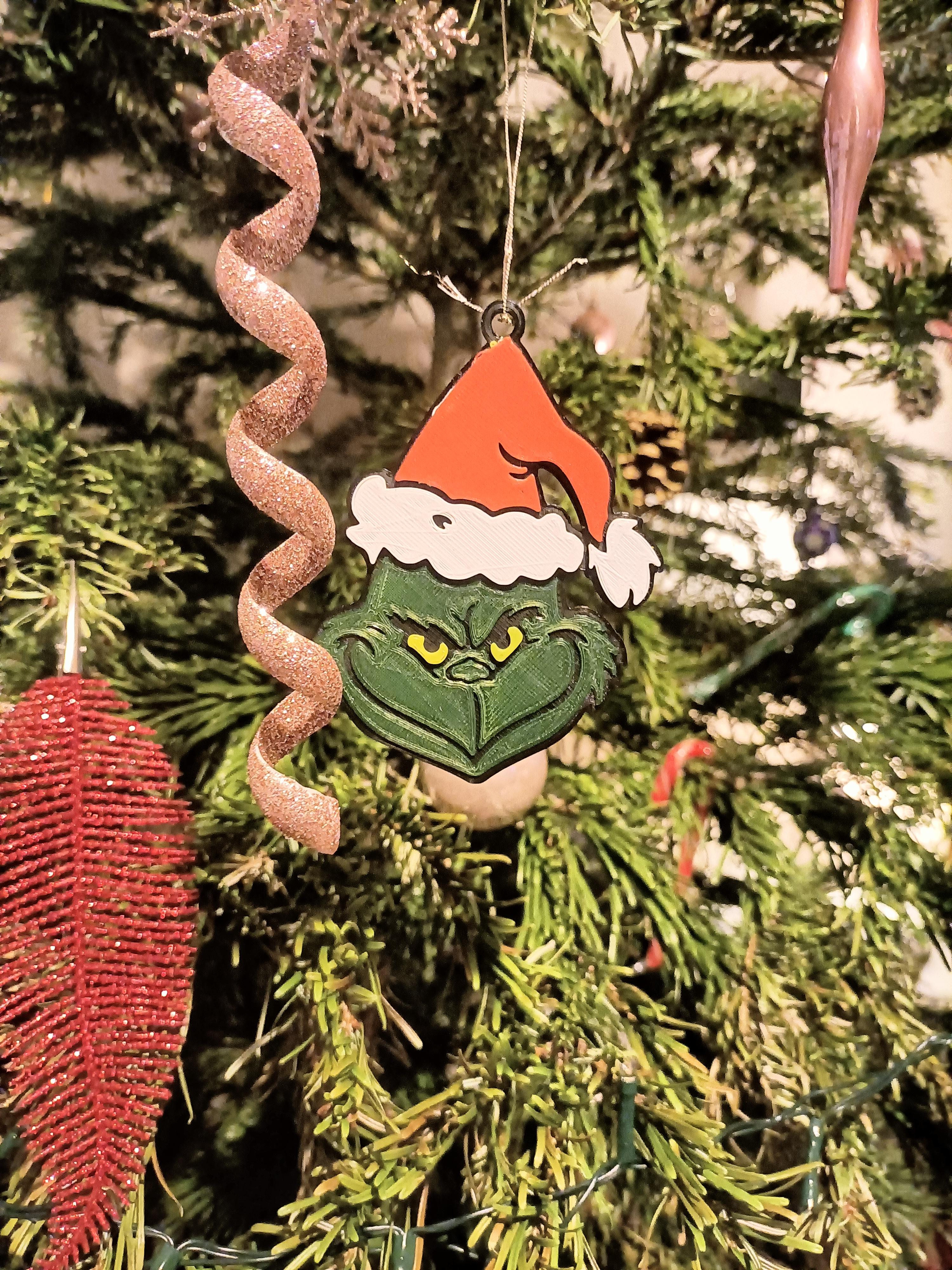 Grinch Ornament - Didn't have the right shade of green but it still did the job, thanks for listing the layer heights to change it in instead of mm as I can't see when it tells me in mm . But it prints nice thank you  - 3d model