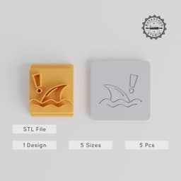 Shark Fin Stamp Tile Set, 5 Sizes (20-40mm) for Clay, Cookies & Fondant, Ocean Caution & Danger Crafting Tool PRODUCT_2061 3d model