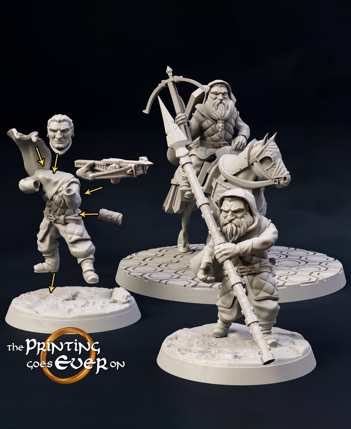 Modular Dwarven Rangers - On Foot and Mounted 3d model