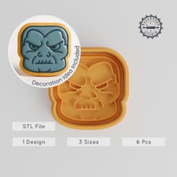 Monster Shape Cutter & Stamp, 3 Sizes, Perfect for Cookies, Fondant, Halloween, Scary Emoji, Horror, Ghastly Beast Collection PRODUCT_989 3d model