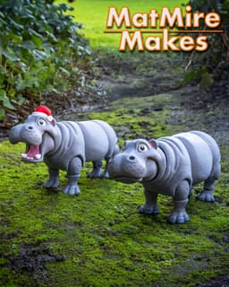 Hippo, plus Santa Hat version - Articulated Figure 3d model