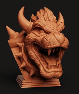 Bowser King Koopa Bust | Mario Villain Statue | Fan Art 3D Print 3d model