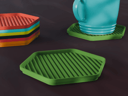 Stackable Scalloped Hexagon Coaster Set 3D Print STL File | 3 Sizes 3d model