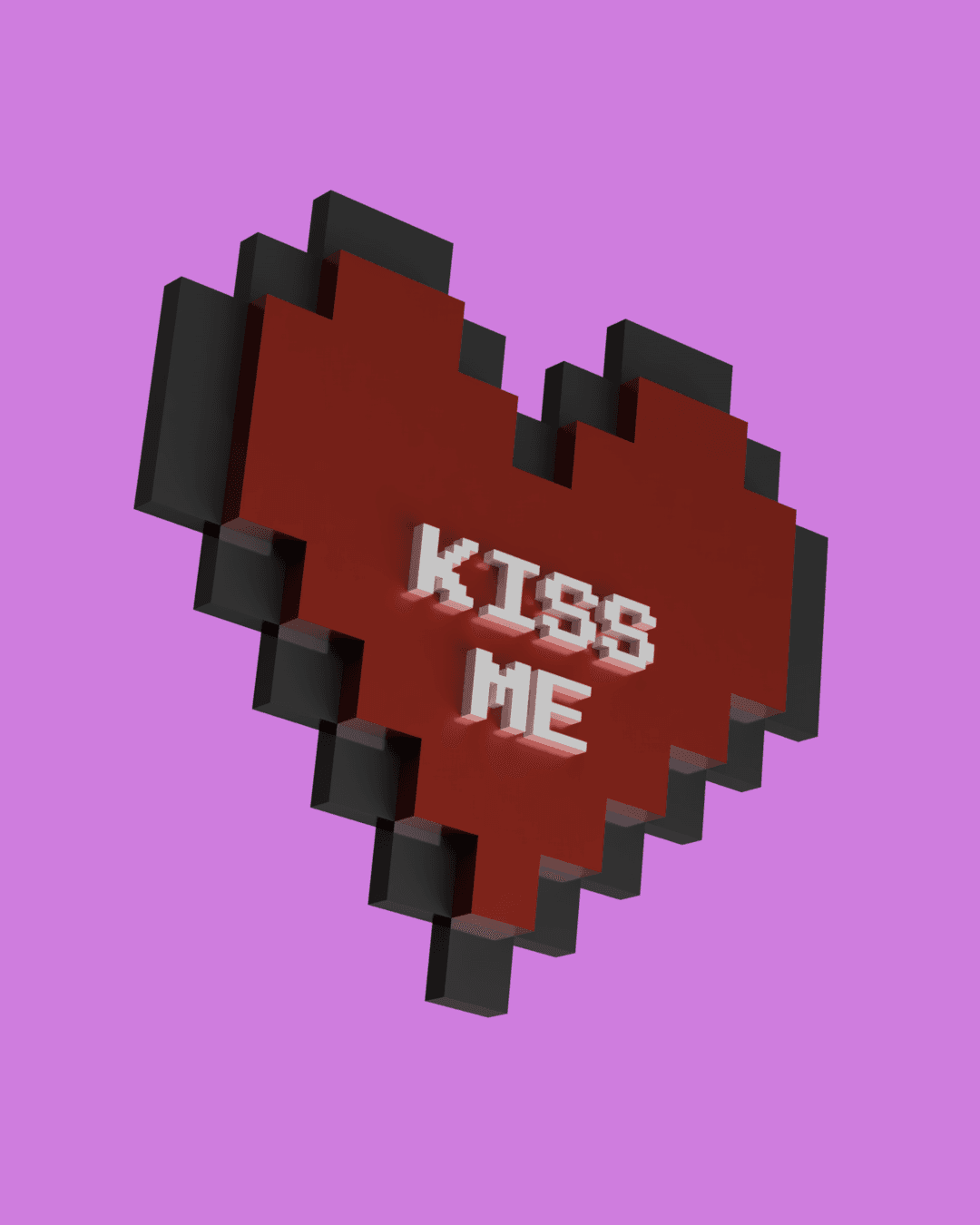 Heart pixelated - Kiss me 3d model