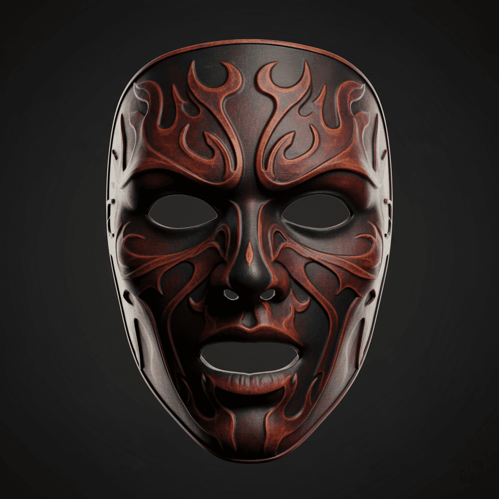 Black Flame Wearable Cosplay Mask Premium STL File 3d model