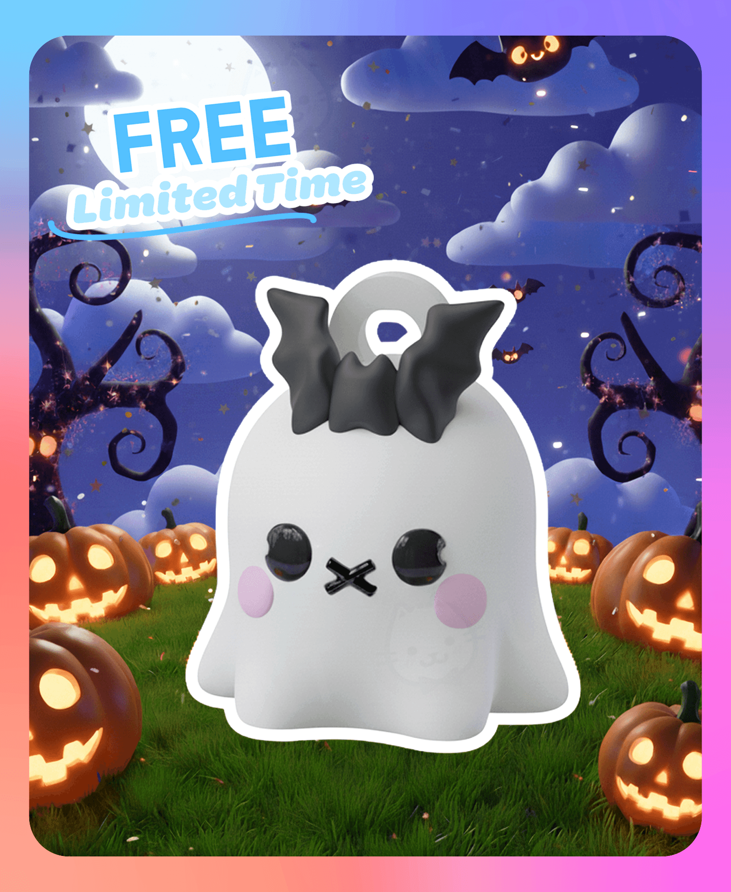 Little Ghost Keychain: Bat (Single Color) 3d model