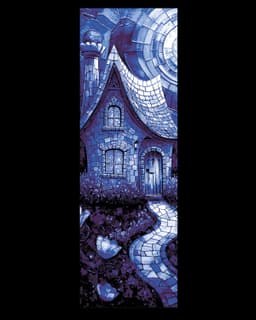 The cottage in the woods memorialized in a blue mosaic design - Set of bookmarks 3d model
