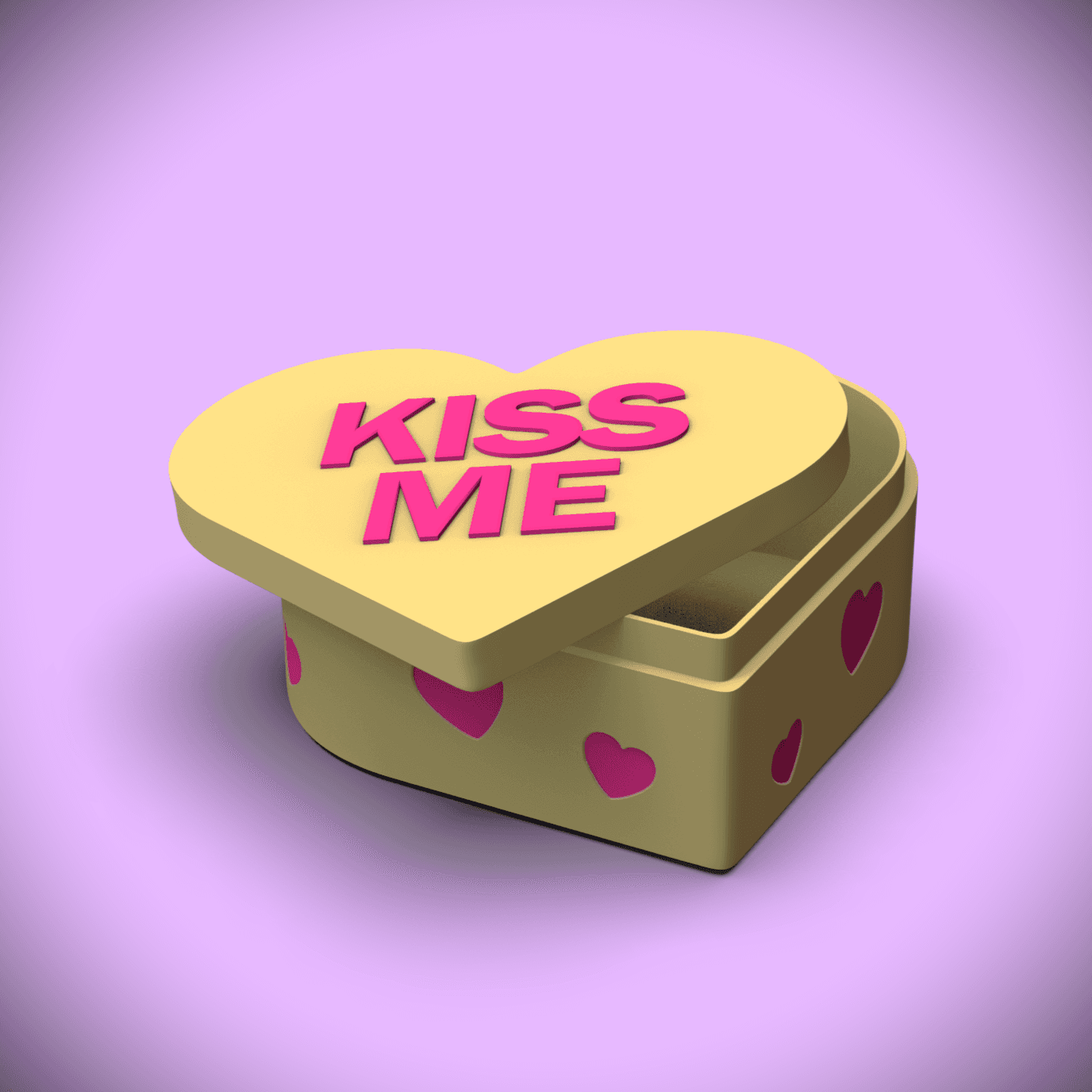Kiss Me -Candy Heart Gift Box (+Bambu 3mf) 3d model