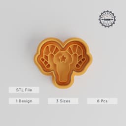 Ram Skull Cookie Cutter & Stamp Set, Scary Skull Shape, Fondant Kit with S/M/L Sizes, Creepy Baking Decor Tools Collection PRODUCT_3447 3d model