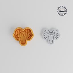Ram Skull Cookie Cutter & Stamp Set, Scary Skull Shape, Fondant Kit with S/M/L Sizes, Creepy Baking Decor Tools Collection PRODUCT_3447 3d model
