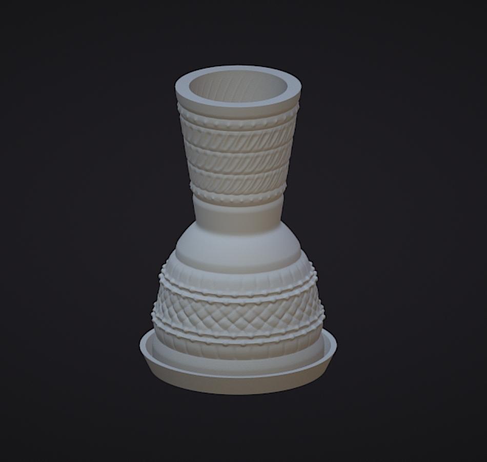 Miniature Print-In-Place 4" Djembe Drum with Decorative Carving 3d model
