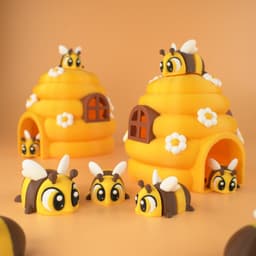 Flexi Articulated Bumblebee and Beehive 3d model