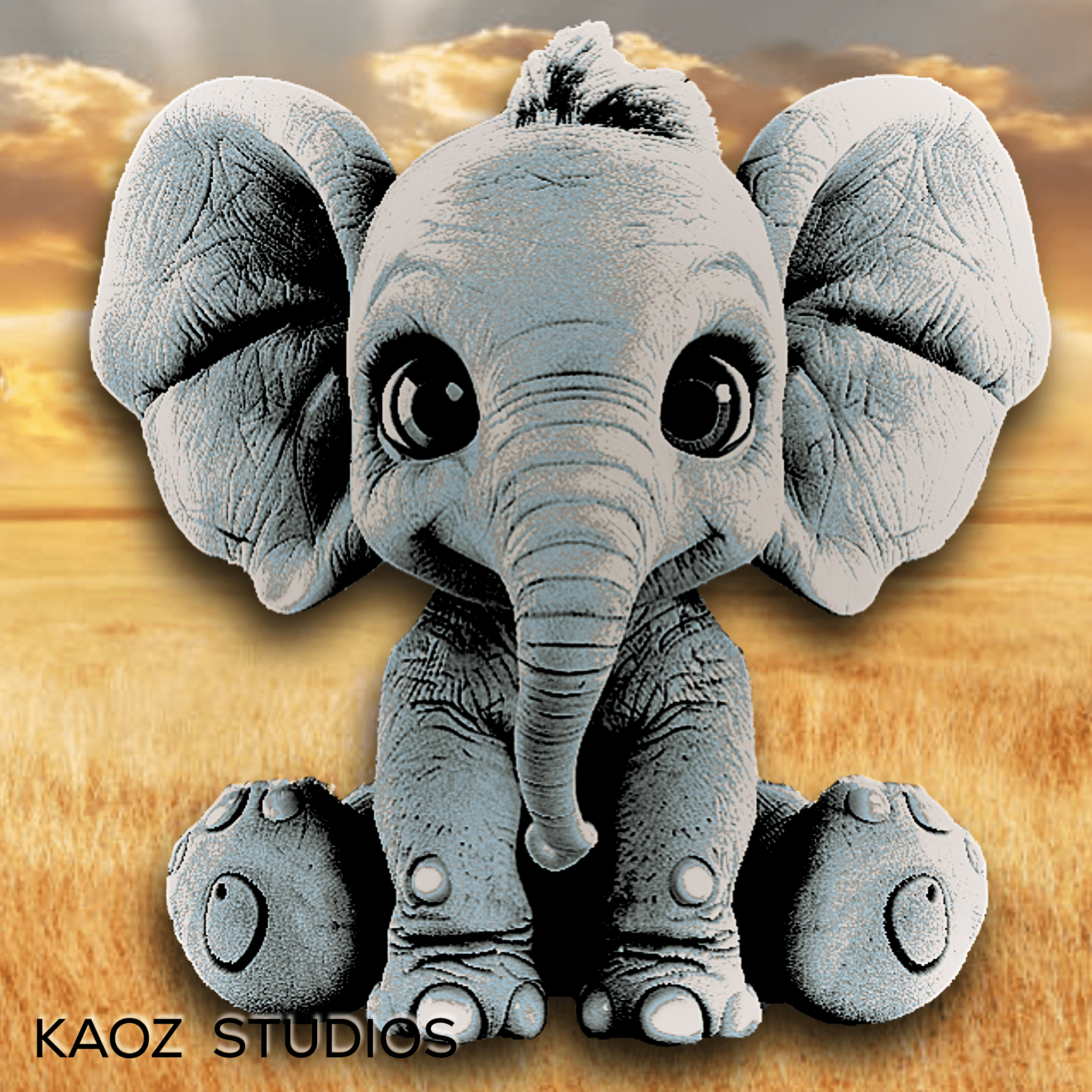 baby elephant wall art elephant wall decor 3d optical illusion elephant figurine 3d model
