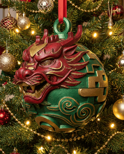 Dragon Head Christmas Bauble | Year of the Dragon Decor 3d model