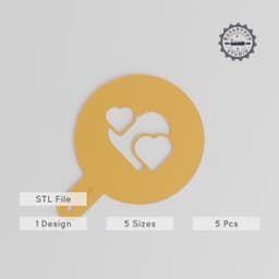 Heart Motif Stencil Set, 5 Sizes, Art & Decor Use, Perfect for Latte, Edible Glitter, Paint, Cocoa, Cinnamon PRODUCT_1403 3d model