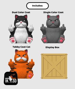 Middle Finger Cat with Surprise Crate / 3MF Included 3d model