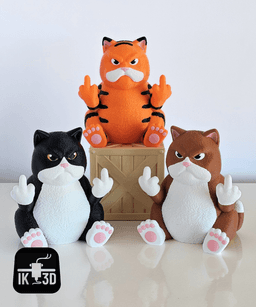 Middle Finger Cat with Surprise Crate / 3MF Included 3d model