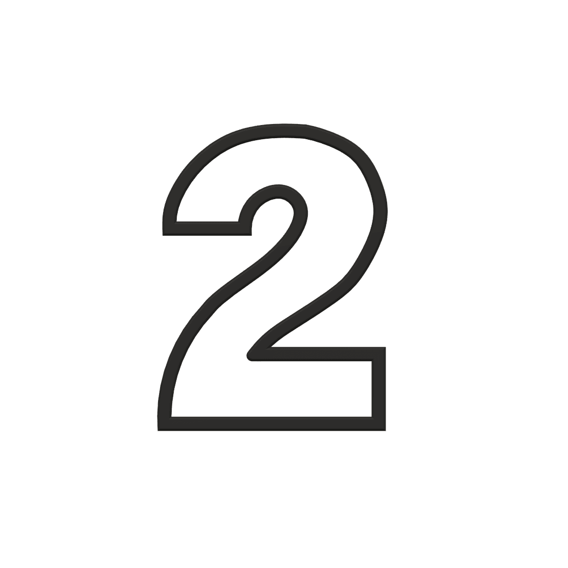 Number 2 Cookie Cutter STL File - 4 inches 3d model