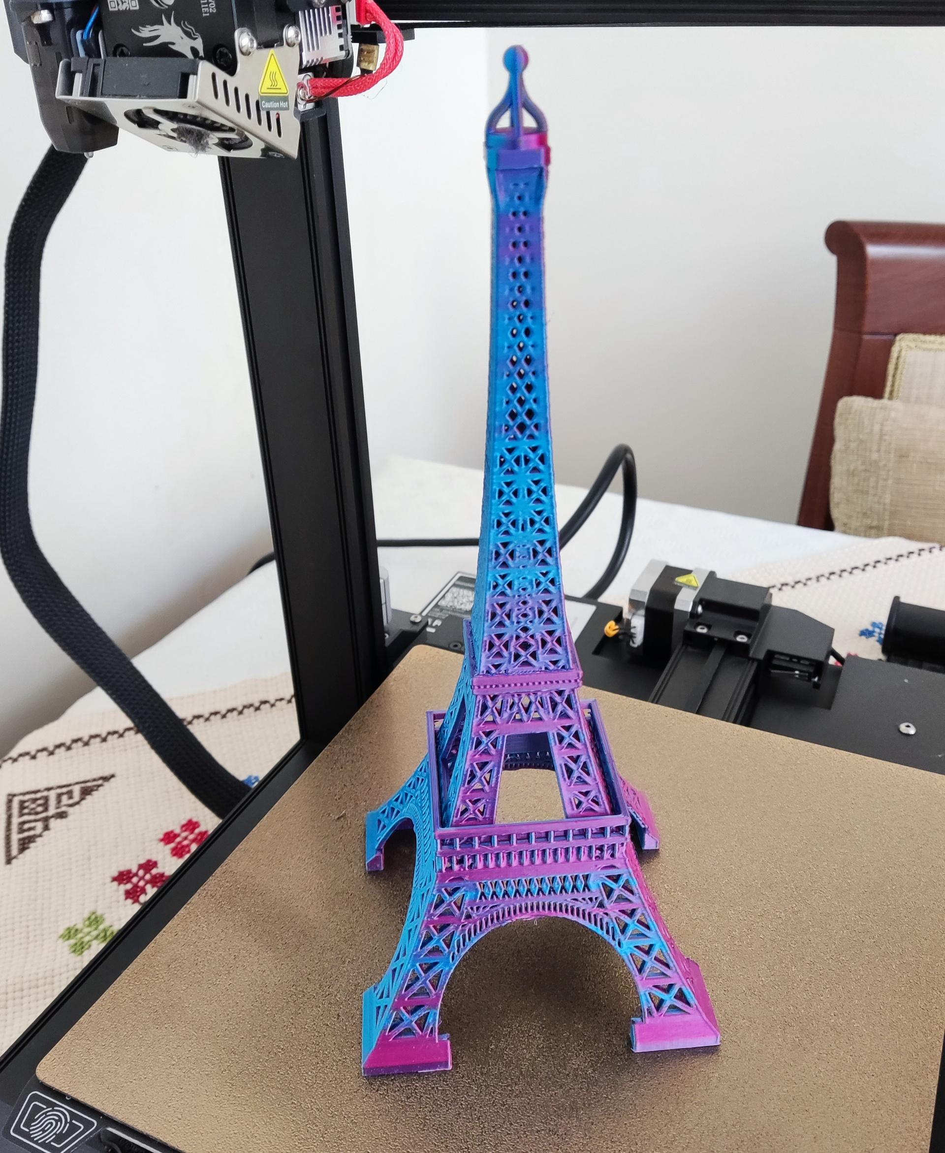 Eiffel Tower support free 3D Printable - Thank you. It printed perfectly on my ender 3 s1 with e-sun silkmagic pla - 3d model