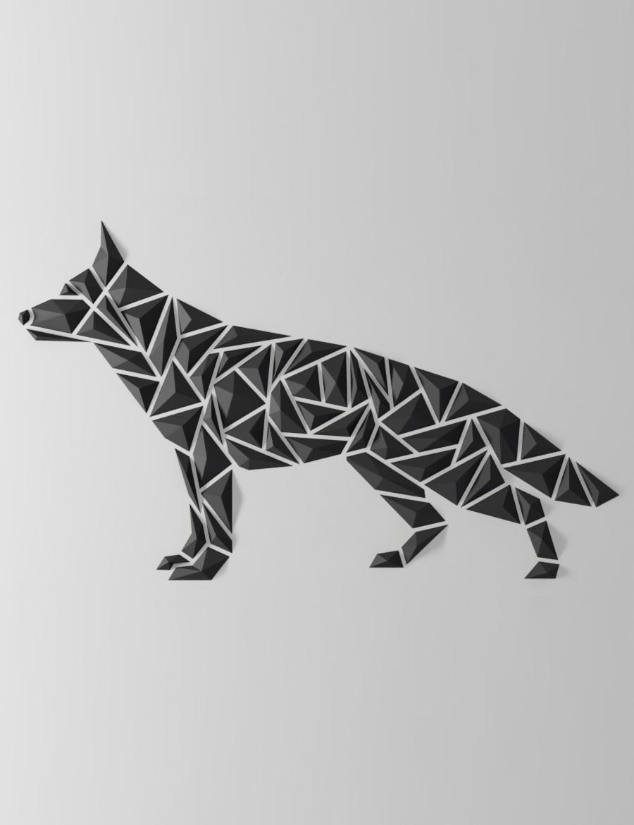 “German shepherd style” - Geometric dog wall art 3d model