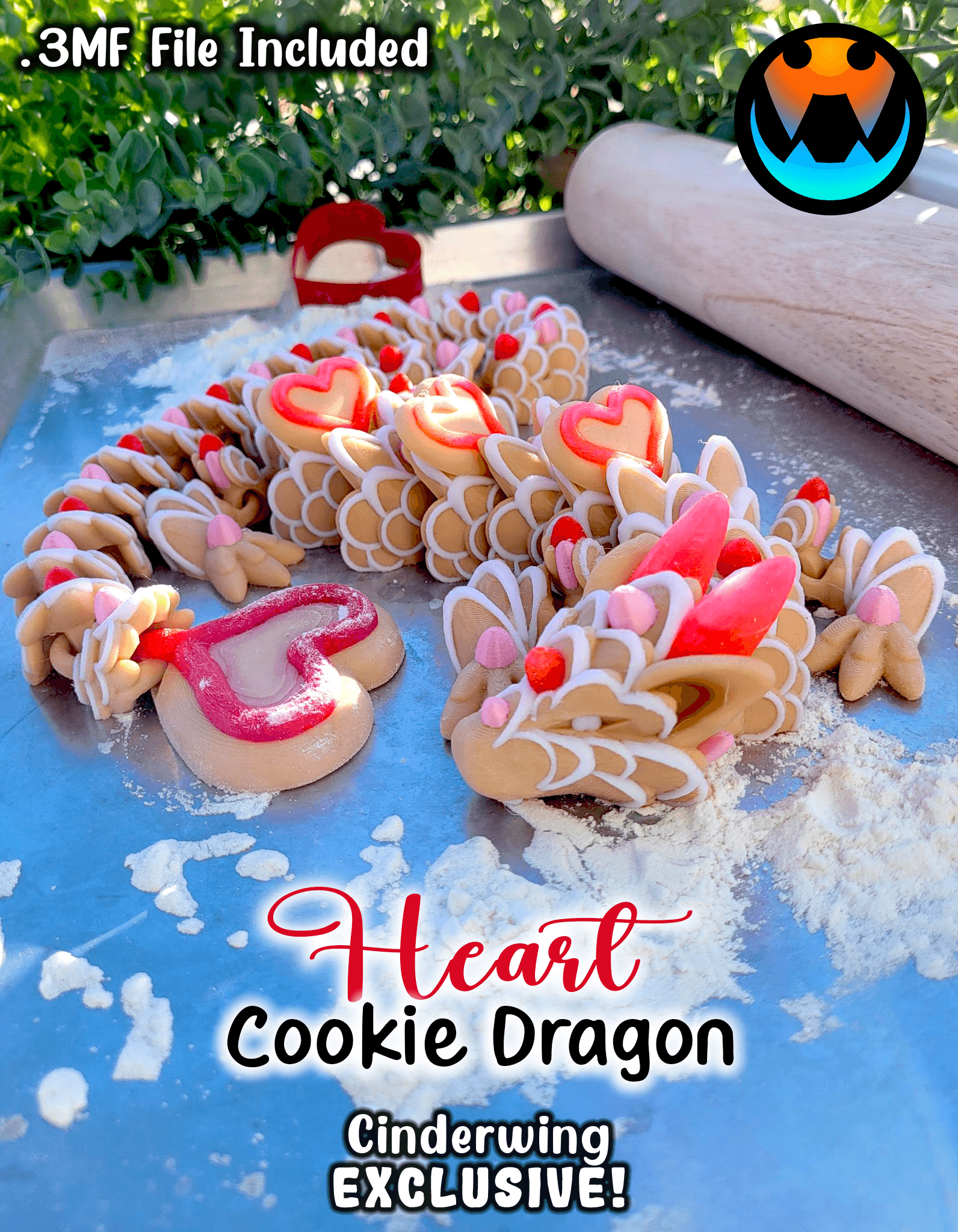 Cookie Heart Dragon 3d model