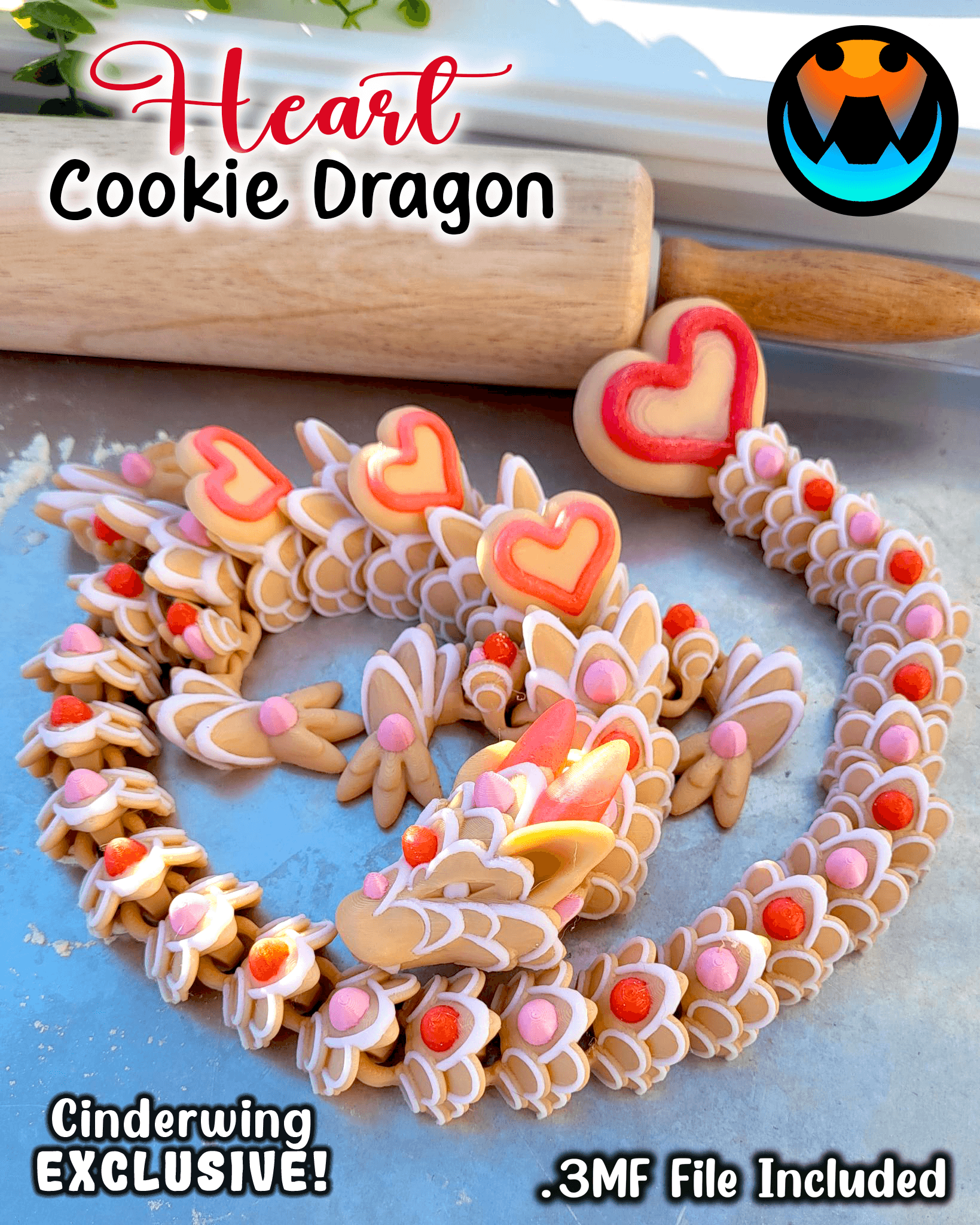 Cookie Heart Dragon 3d model