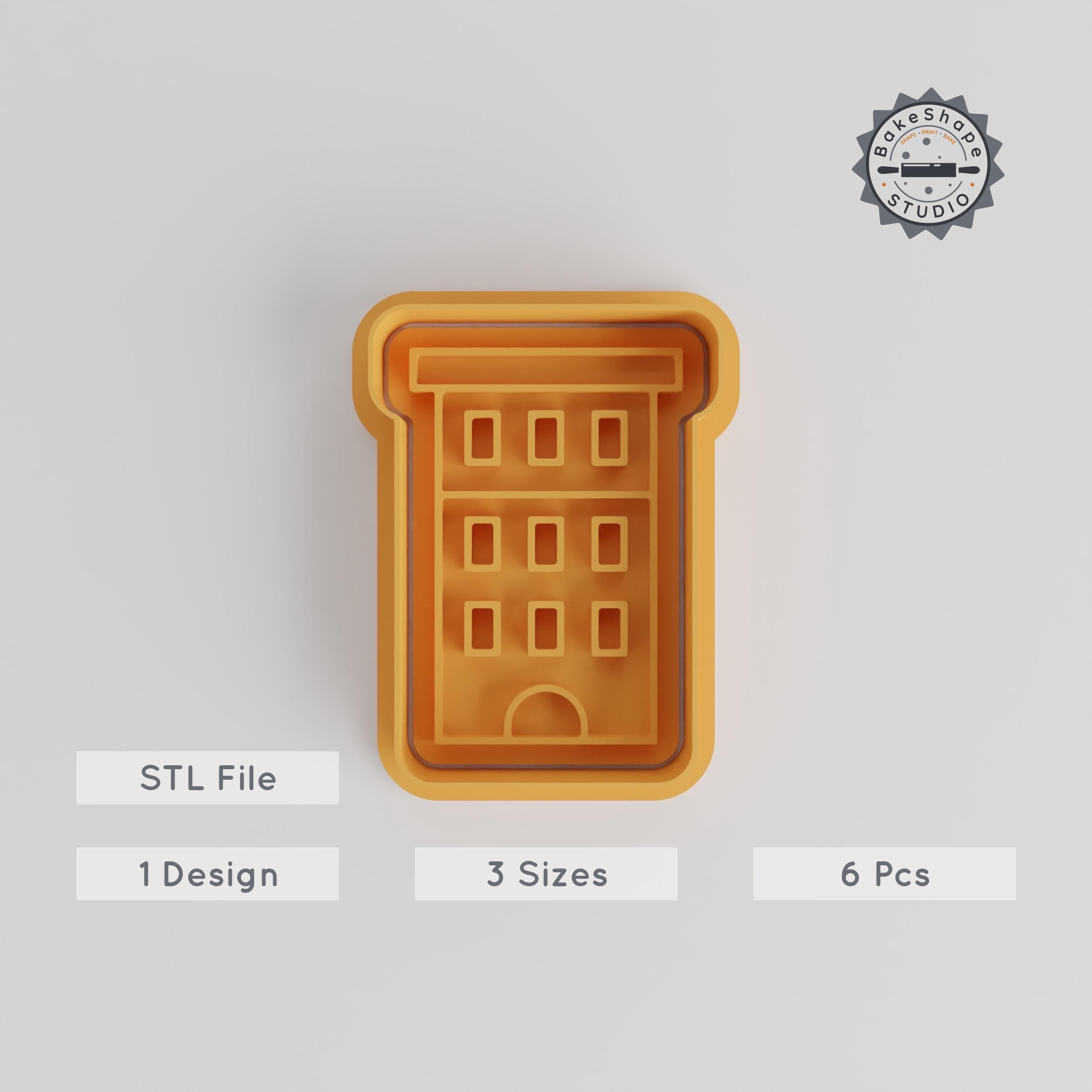 Building Shape Cutter & Stamp, Cookie Fondant Tool Set, Skyscraper Design, 6 Pieces, S/M/L Sizes PRODUCT_5460 3d model