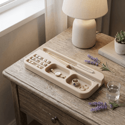 Wicker Style Jewelry Organizer Stand – Necklace and Ring Holder Display Minimalist Vanity Storage 3d model