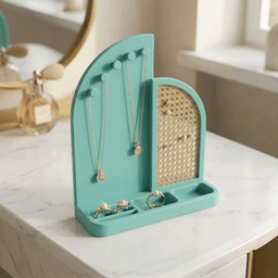 Wicker Style Jewelry Organizer Stand – Necklace and Ring Holder Display Minimalist Vanity Storage 3d model