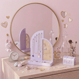 Wicker Style Jewelry Organizer Stand – Necklace and Ring Holder Display Minimalist Vanity Storage 3d model