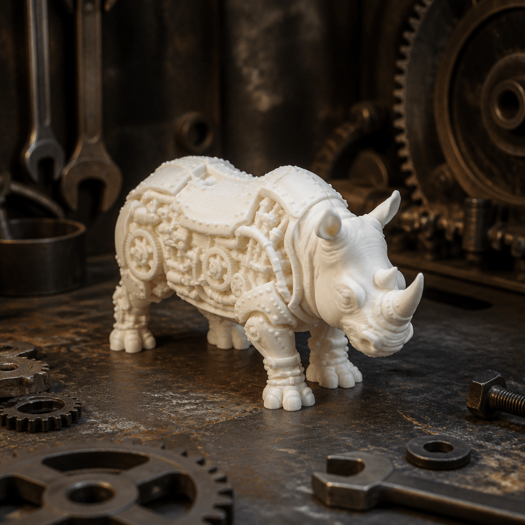 Steampunk Rhino Bust with Mechanical Details 3d model