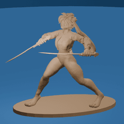 Anthro Rabbit Duel Wielding Warrior Stylized Furry Sword Fighter v2 3d model